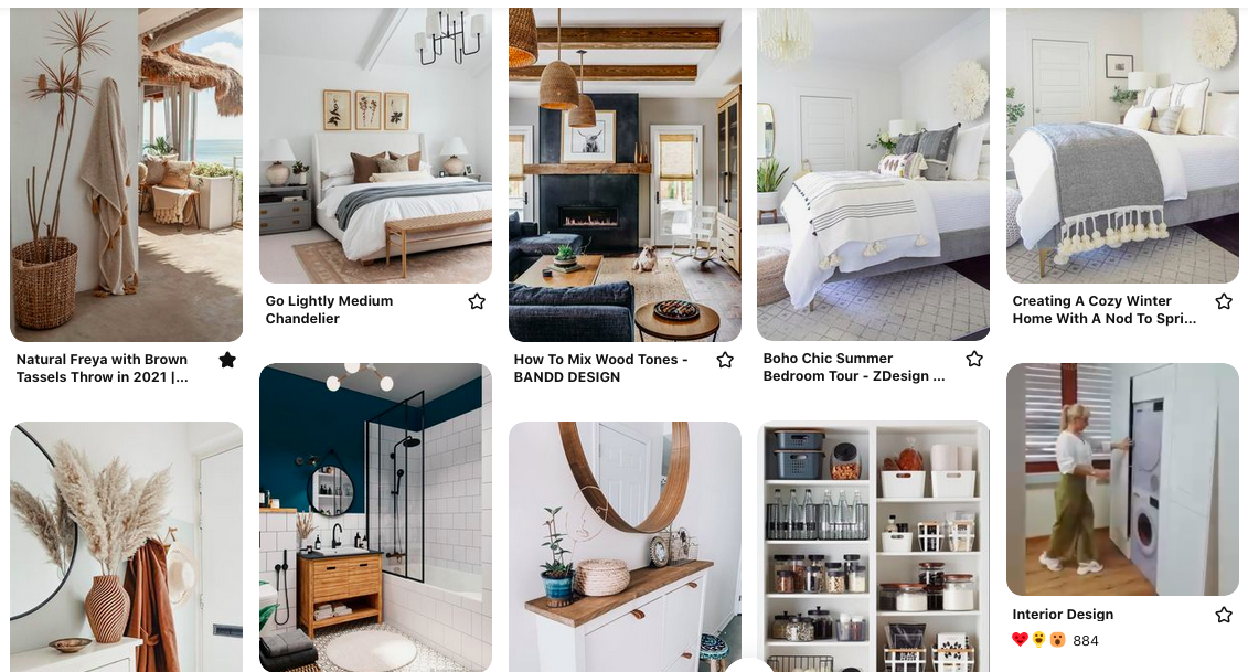 Это скриншот моей доски Dream House, куда попадают все идеи по дому, декору и организации пространства