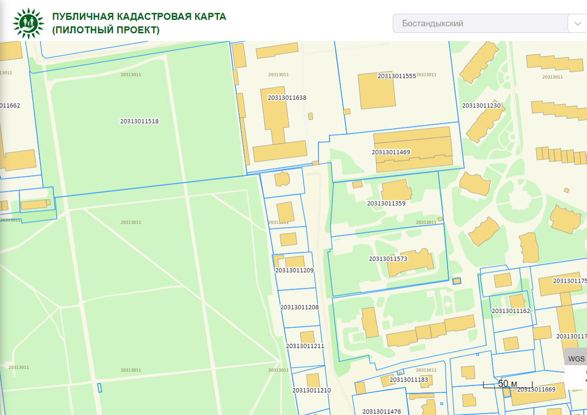 Скриншот с публичной кадастровой карты