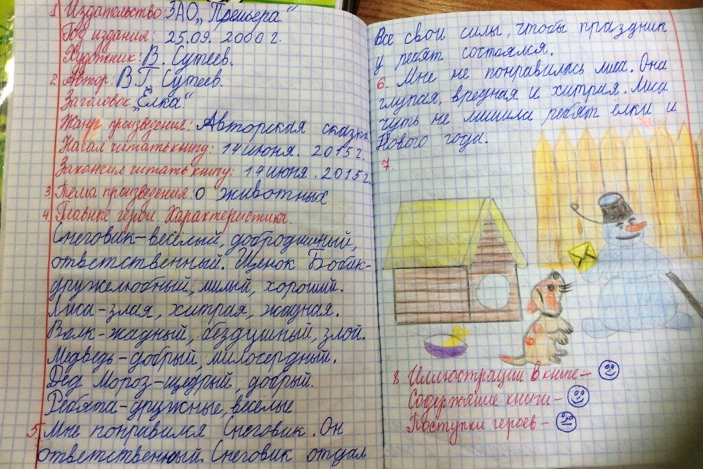 Читательский дневник 1 класс образец оформления в тетради на лето школа россии три медведя
