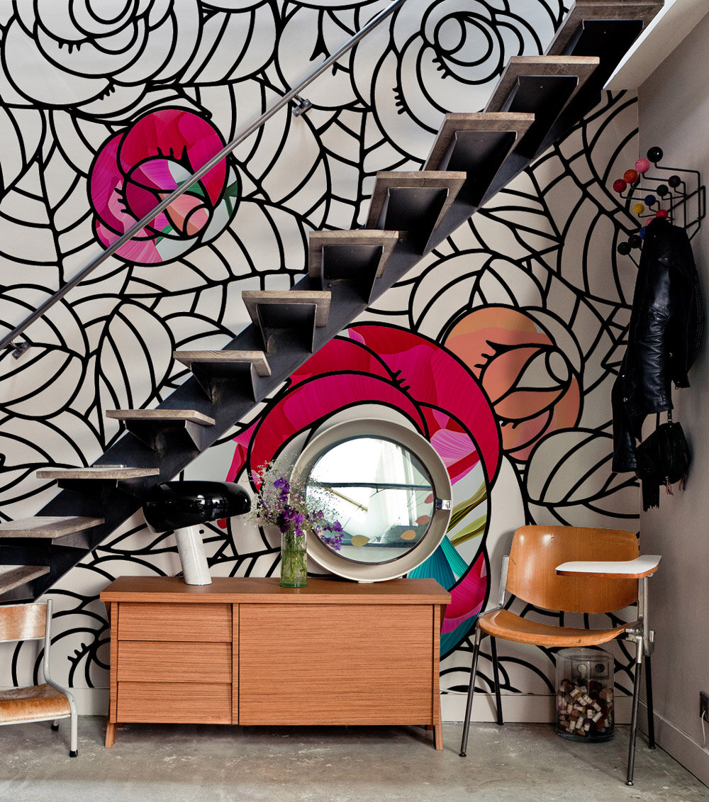 На фотографии обои Пионы из коллекции “Раскраски”