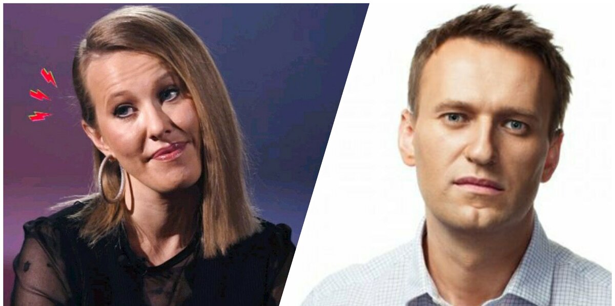 Слева Ксения Собчак, справа Алексей Навальный
