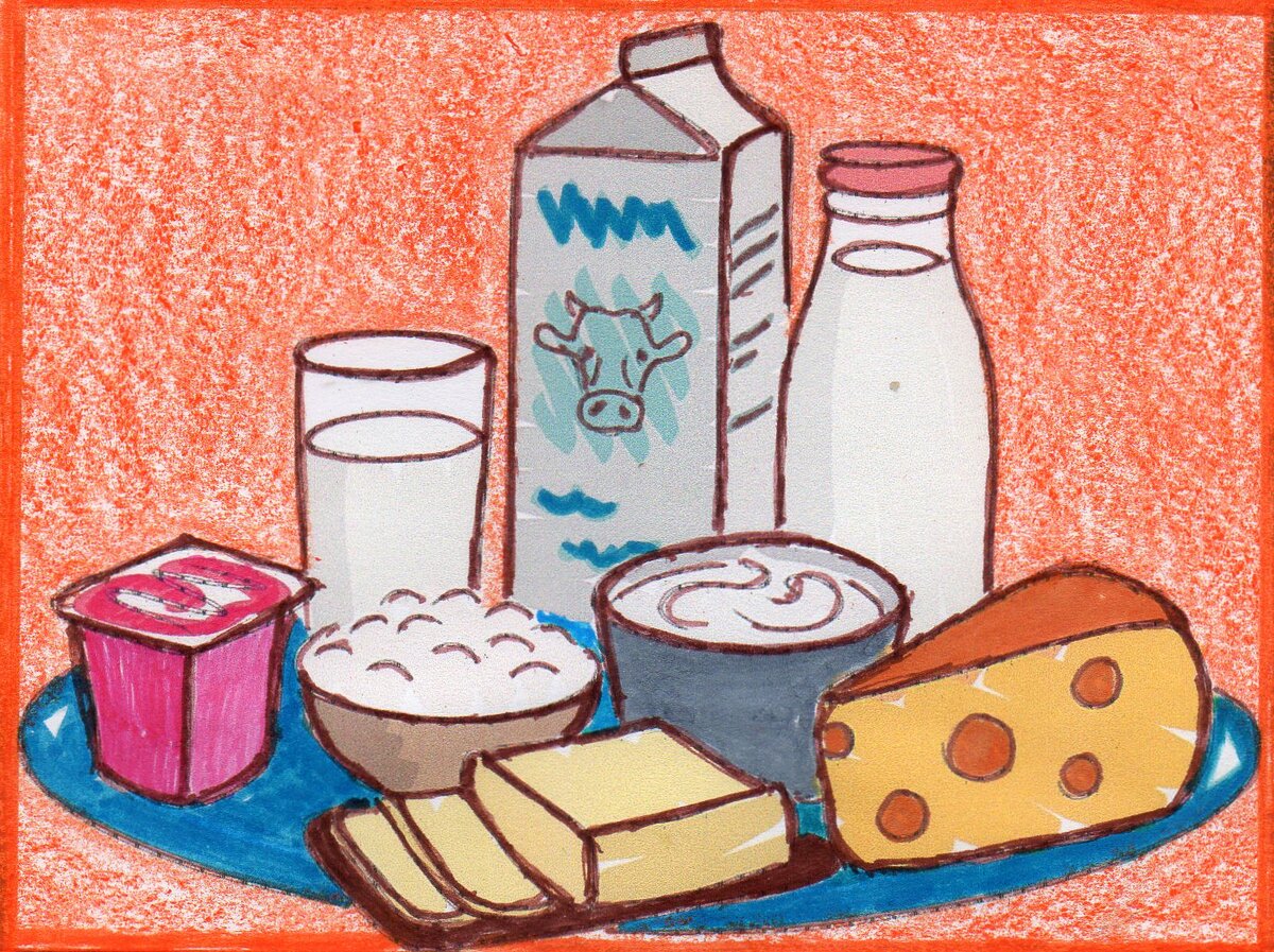 Молочные продукты. Раскраска