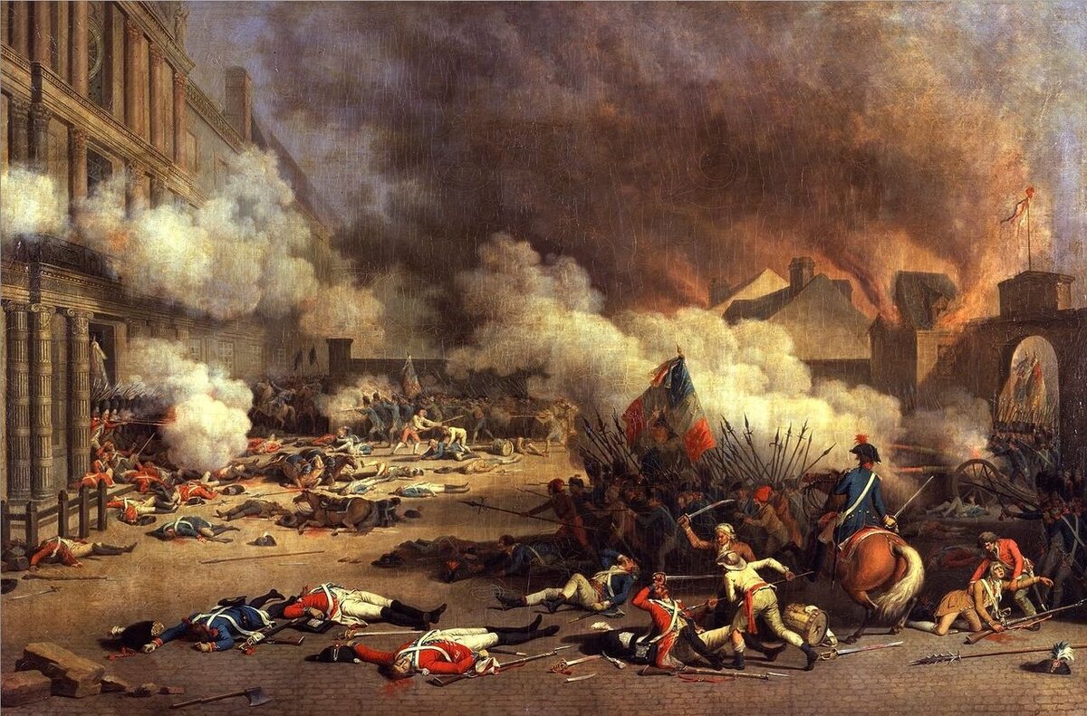 Штурм Тюильри 10 августа 1792 года, после которого Людовик XVI вместе с семьёй был переведён в тюрьму Тампль.