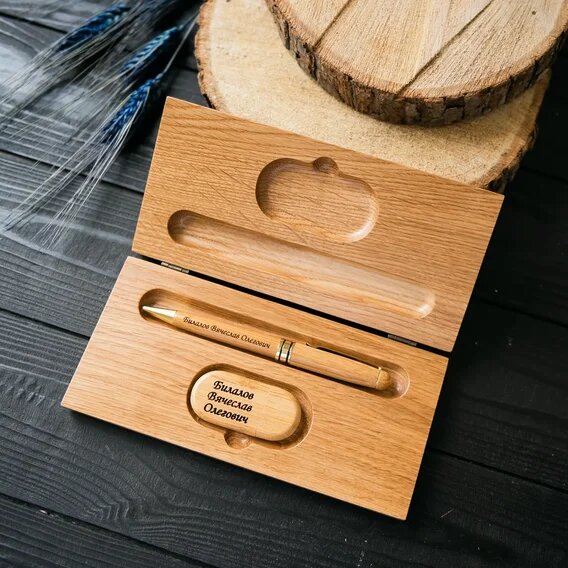 Набор "ручка, флешка с гравировкой" в футляре