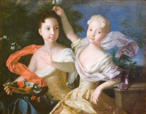 Анна Петровна и Елизавета Петровна на портрете авторства Луи Каравака от 1717 года, взято https://ru.wikipedia.org/