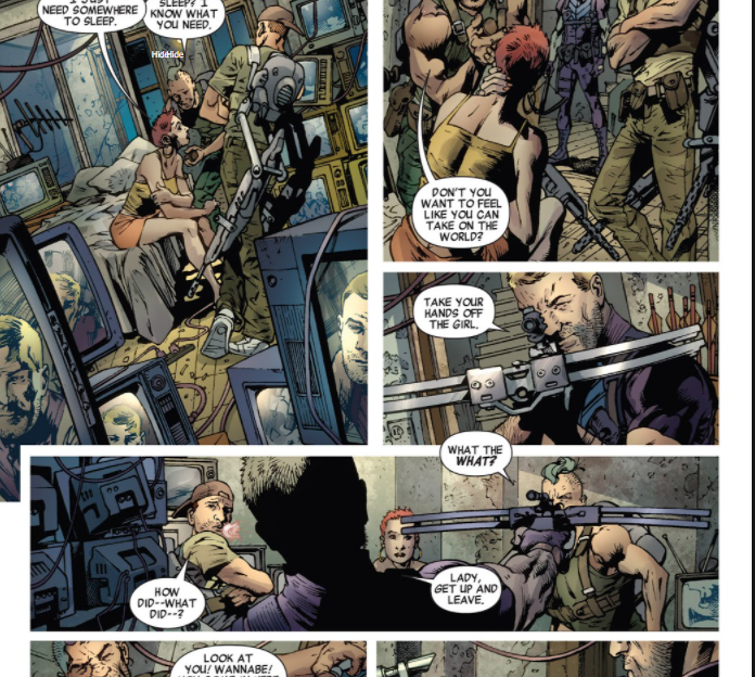 Клинт пришёл спасти жизнь Пауку. Удивительно, что даже на грани гибели, человечество не объединилось против Альтрона, а продолжает жить "здесь и сейчас". 