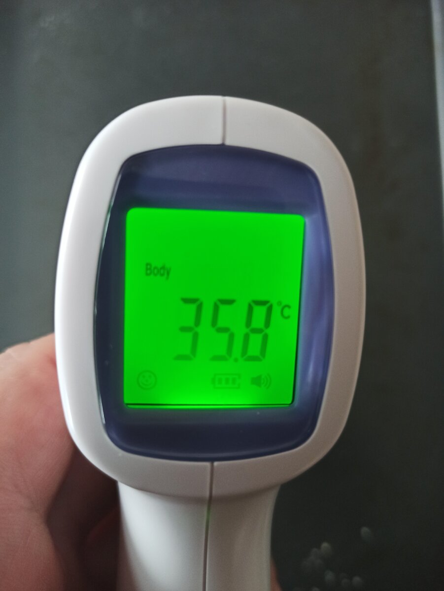 Температура лба, измеренная в помещении. 