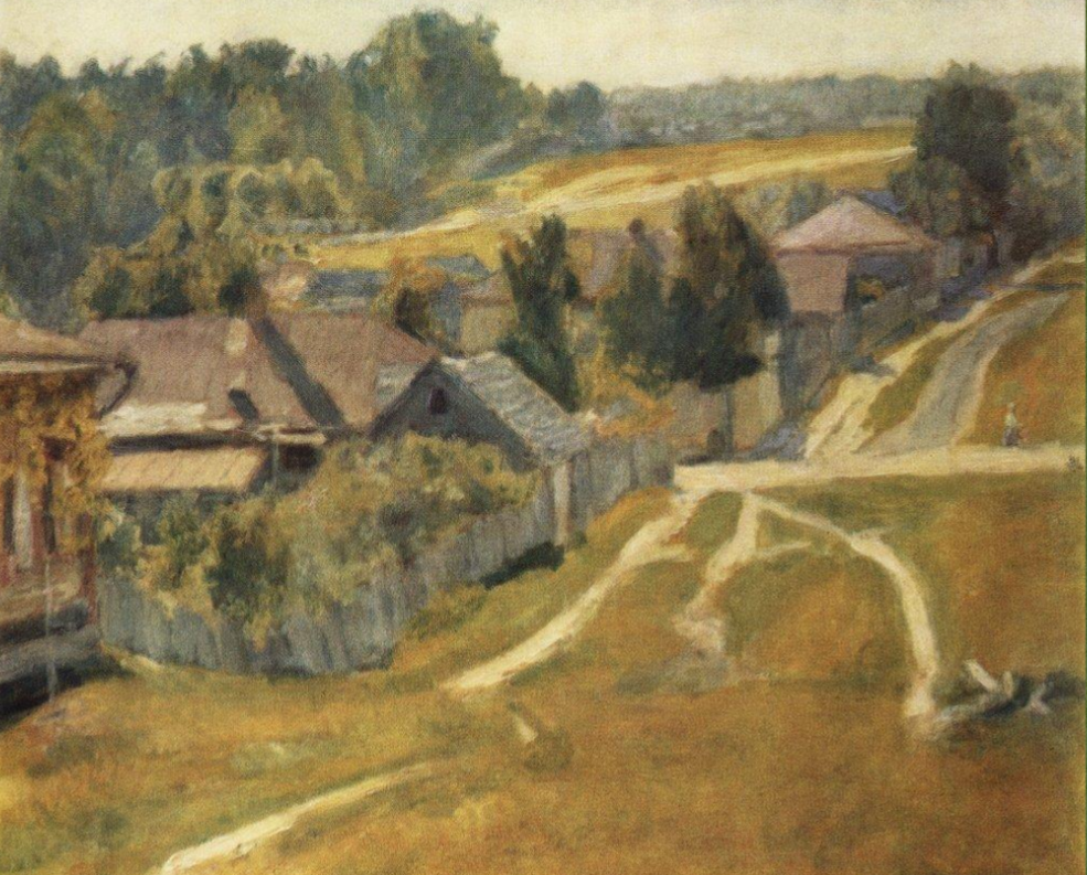 Фотография картины Н. П. Крымова "Улица в Тарусе" (из свободных источников)