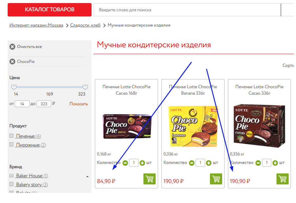 Единица товара в большой коробке дороже, чем в маленькой