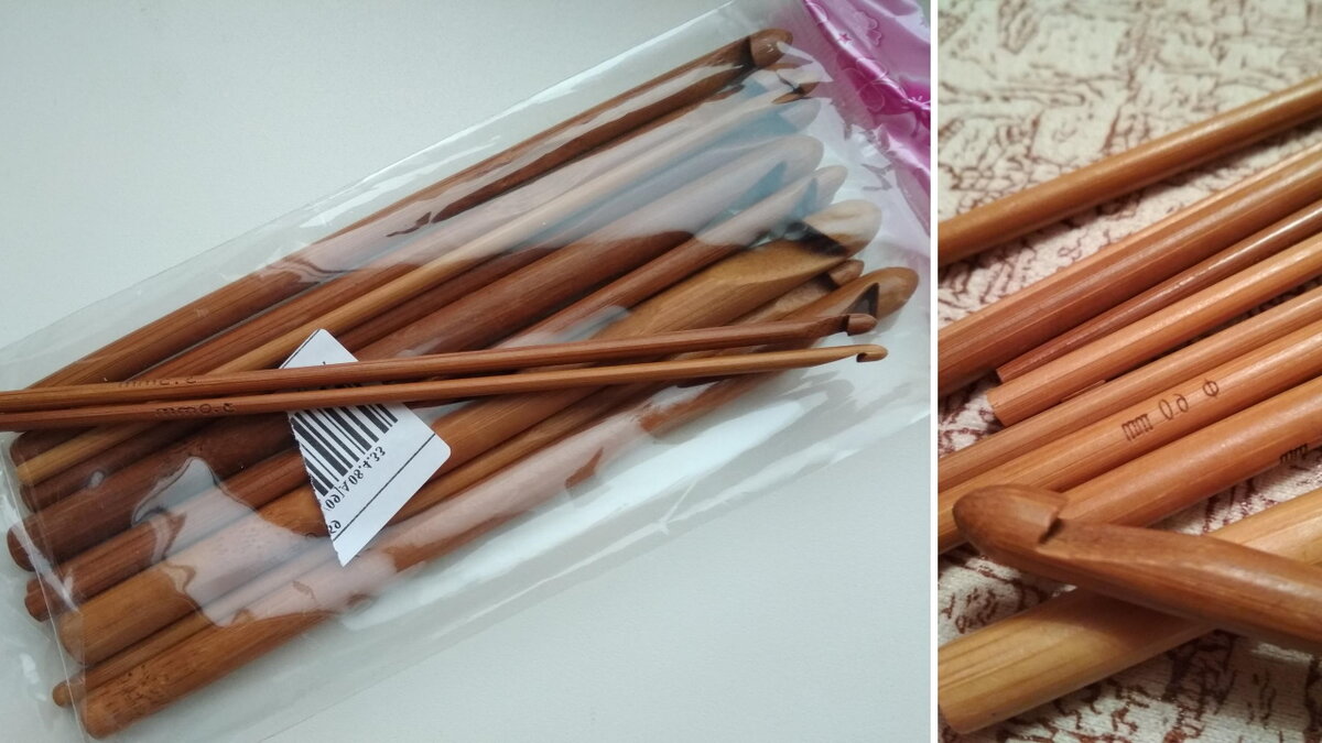 Деревянные крючки из бамбука. В наборе 12 размеров.