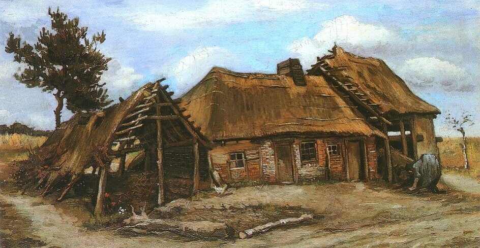 Винсент Ван Гог «Коттедж с ветхим сараем и склонившейся женщиной», 1885 © Музей Винсента Ван Гога, Амстердам