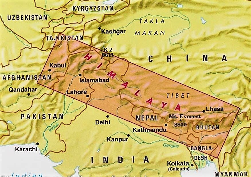 Карта где находятся гималайские горы - 82 фото