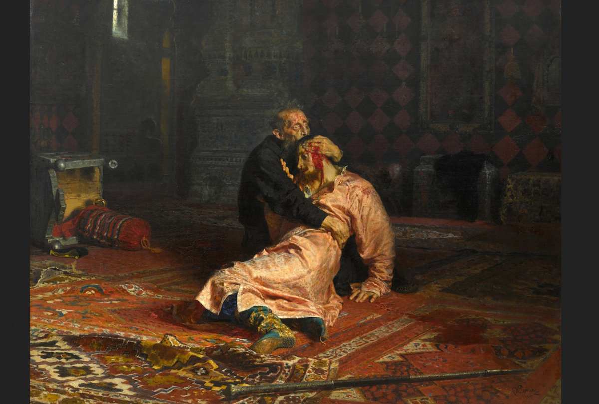 Илья Репин. "Иван Грозный и сын его Иван 16 ноября 1581 года", 1885.