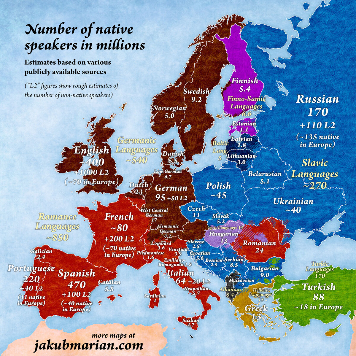 Языки в европе карта