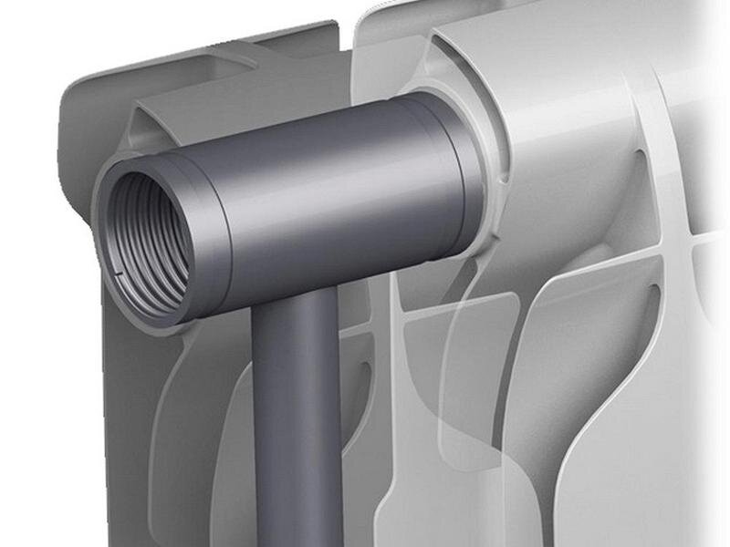 Вот так выглядит биметаллический радиатор внутри.