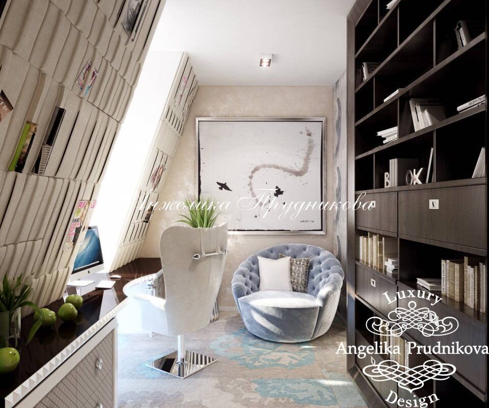 На фото: Дизайн кабинета в современном стиле в ЖК «Северный Парк»