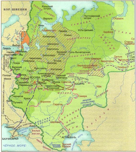 Карта россии 16 века политическая