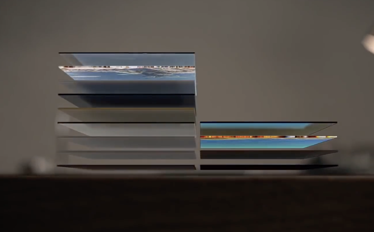 Слои IPS экрана слева, а слои OLED экрана справа