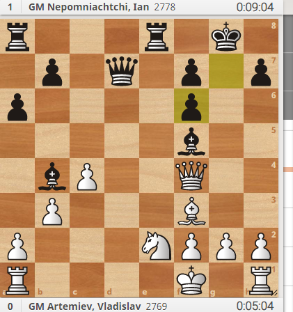Позиция после 19.. gxf6 (Stockfish +1.7)