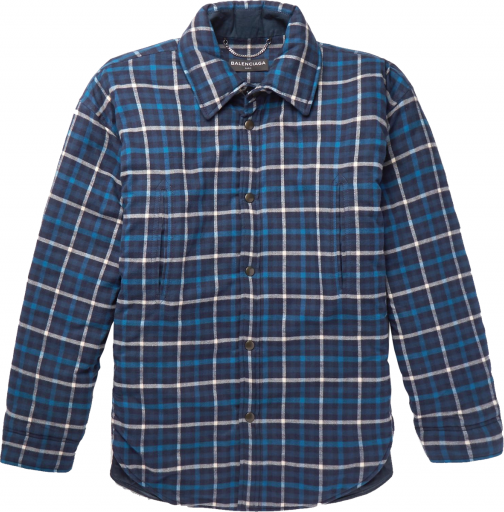 Balenciaga Blue Plaid Cotton Overshirt