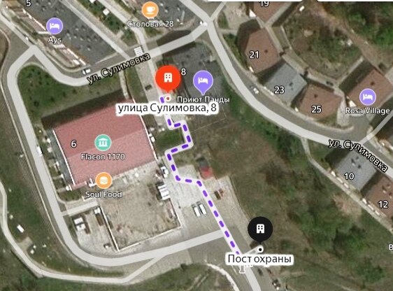 Прошлогодний вариант пути к отелю. Здесь видно расположение столовой 28