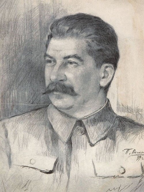 I.V. Stalin. 1939. Drawing by Soviet artist Pyotr Vasilyev