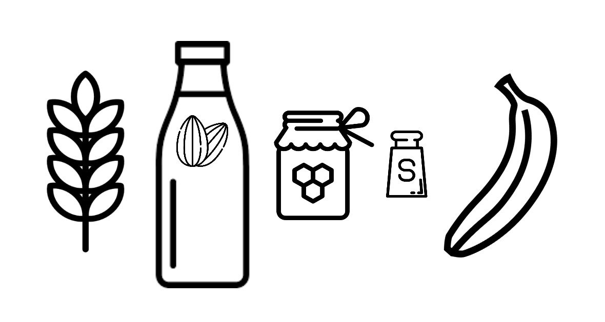 Ингредиенты для овсяной каши на миндальном молоке с бананом