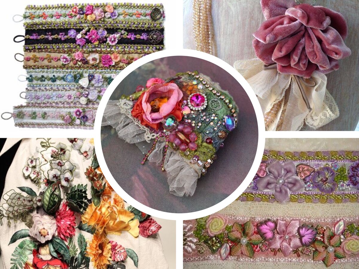 объемные цветы, вышивка и вязание дарят вот такую красоту! фотоколлаж автора 