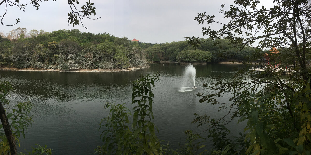 Озеро при входе в парк