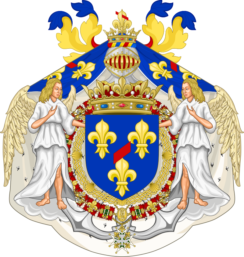 Герб Луи-Александра де Бурбона, легитима Франции, графа Тулузского. О том, что граф незаконнорожденный и не очень-то и граф (только по названию), свидетельствует обязательная красная полоса в его гербе. Из открытых источников