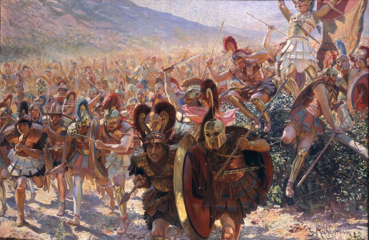  © Жорж Антуан Рошгросс  /  Georges Antoine Rochegrosse  " Герои Марафона. Атака."