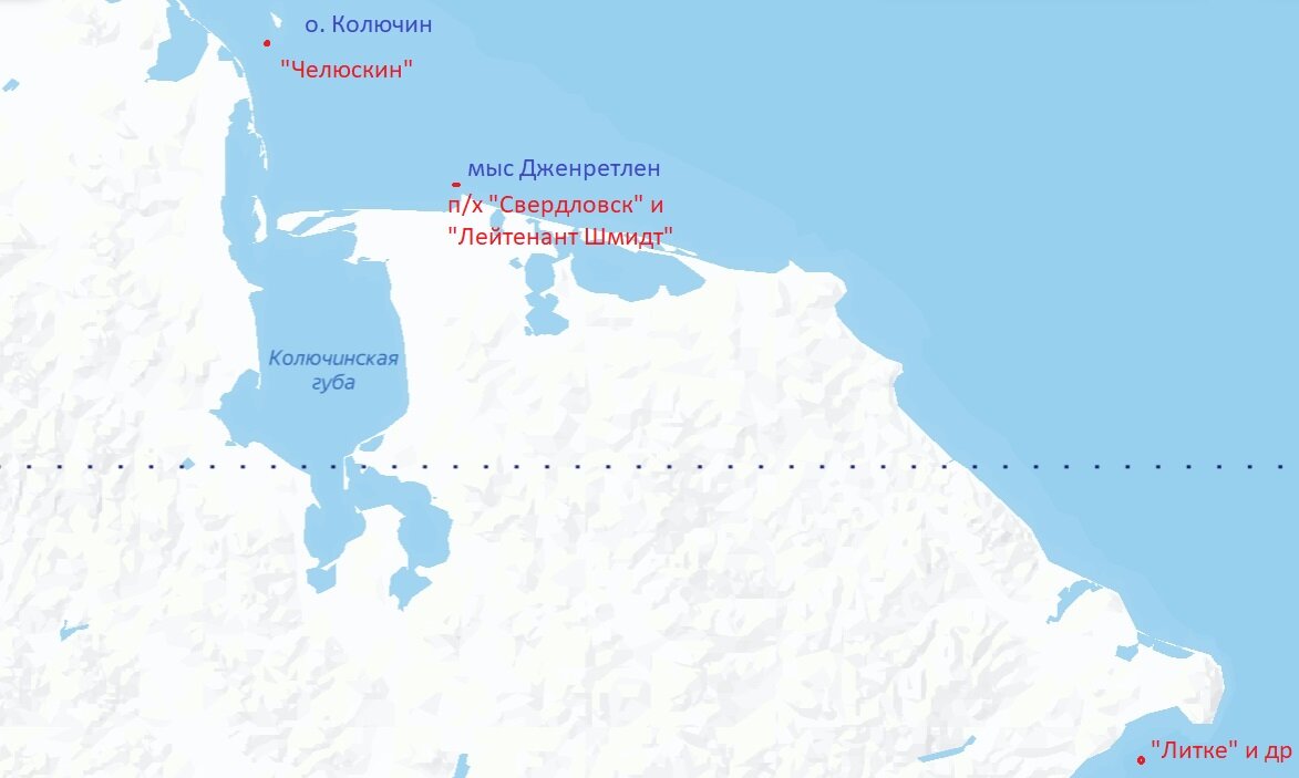 Положение судов в районе Чукотского моря на 23 сентября 1933 г.