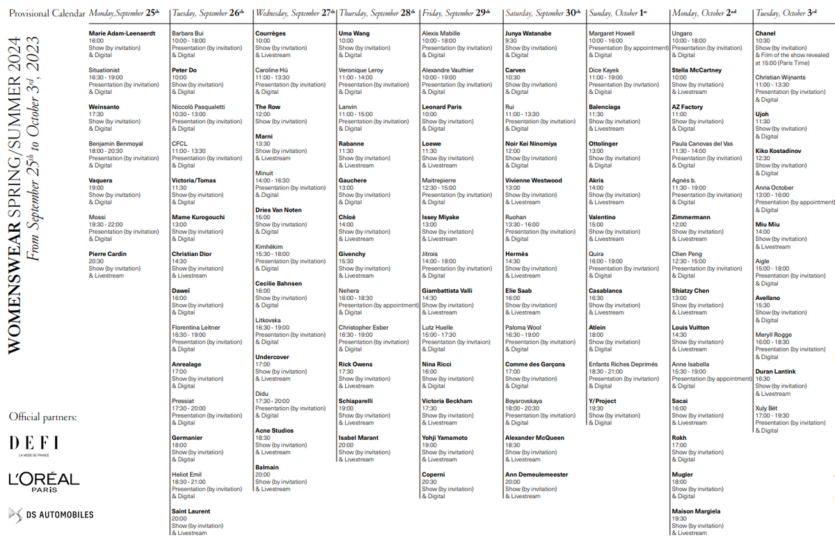    Опубликовано расписание Недели моды в Париже (фото 1)