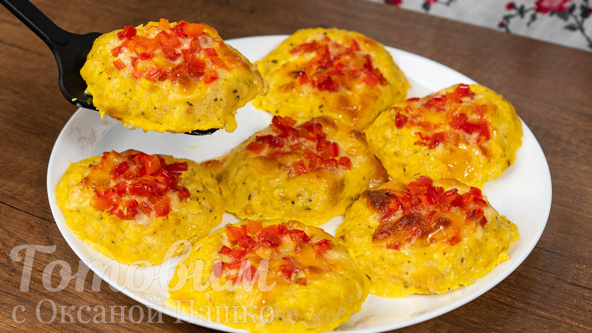 Мясные гнезда с сырно-овощной начинкой