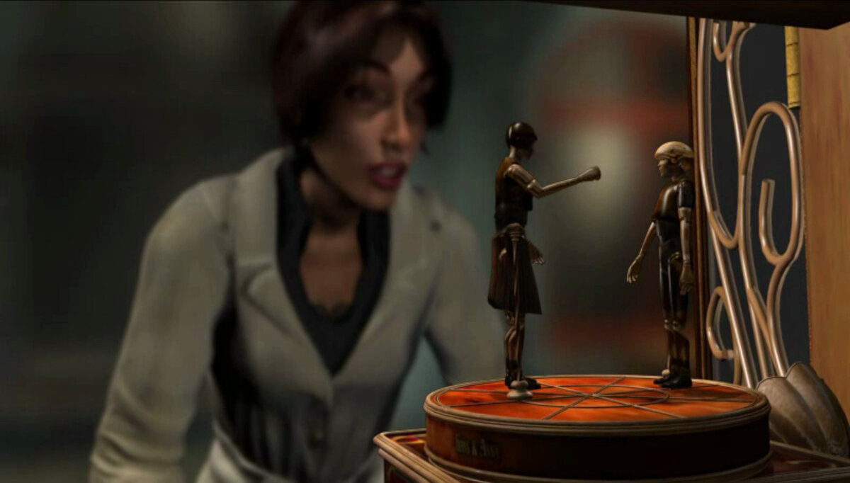 На картинке - кадр из Syberia 1. Кейт и заводные человечки - Ганс с его сестрой Анной в детстве.