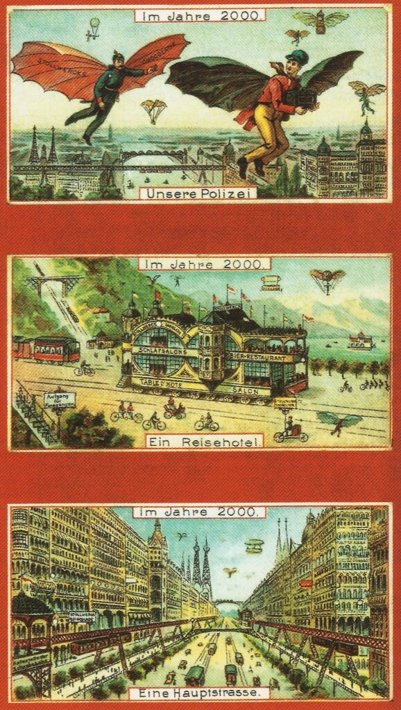   «2000 год» — рекламная открытка шоколадной фабрики Stollwerck из серии 1897/1898.