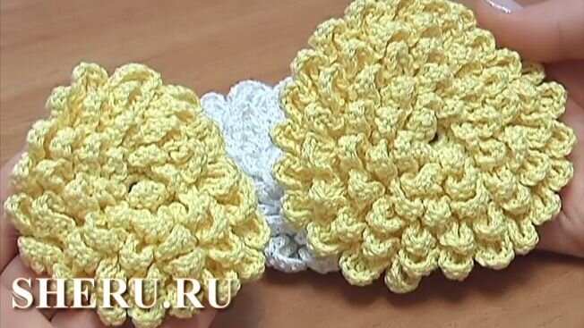 Фото связанных объемных цветов крючком