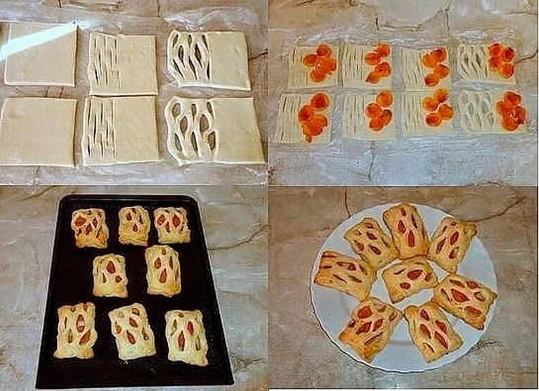 Пирожки из слоеного теста с вареньем - рецепты с фото