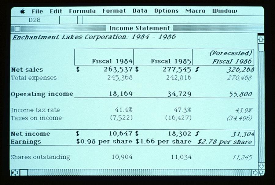 Excel 1.0 на компьютере Apple Macintosh, источник Microsoft Sweden, CC BY 2.0      