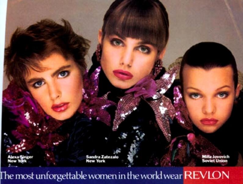 Милла с другими моделями в рекламной кампании «Самые незабываемые женщины в мире носят REVLON». 