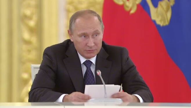 Путин на заседании Совета по правам человека в октябре 2015 года (стоп-кадр видео с сайта Кремля – http://www.kremlin.ru/events/president/news/50411)