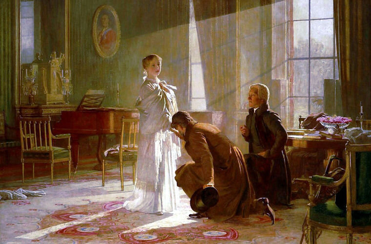    Виктория получает весть о том, что стала королевой, от лорда Каннигема (слева) и архиепископа Кентерберийского