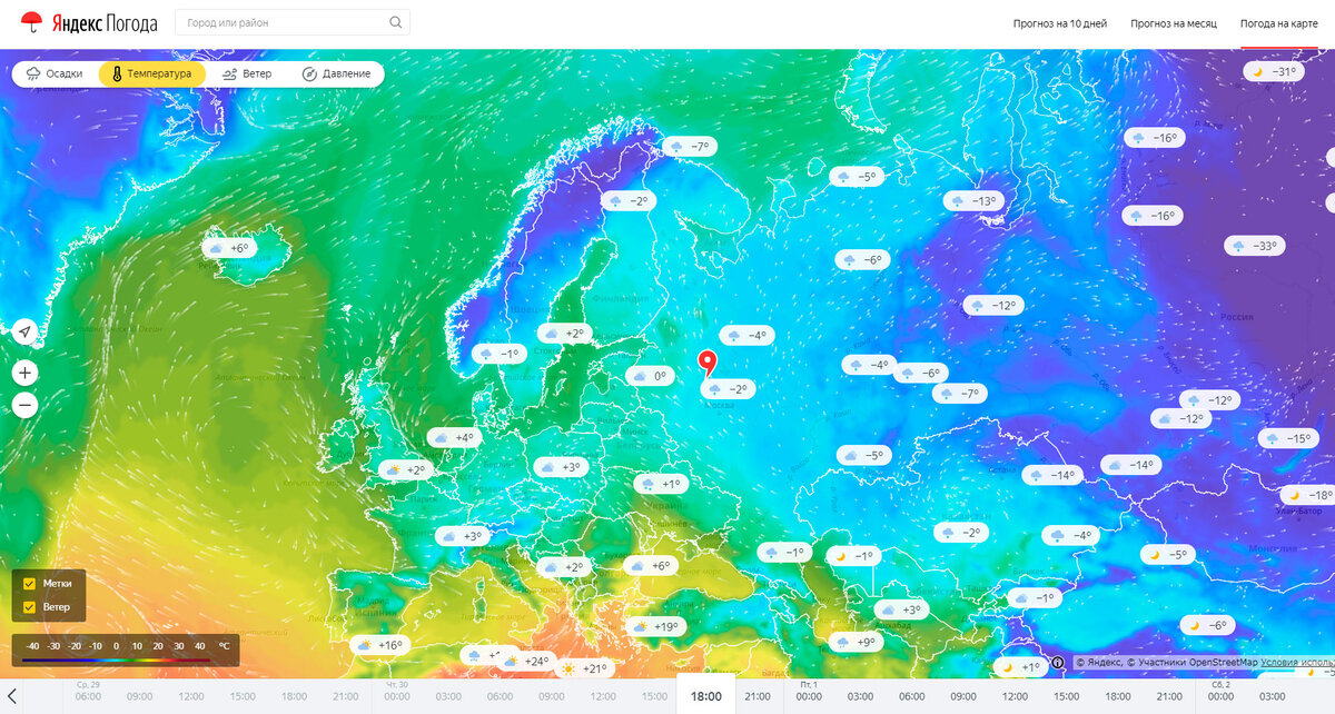 Карта погоды на месяц