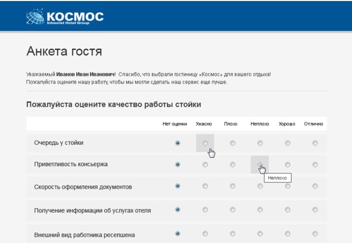 Анкета гостя гостиницы образец