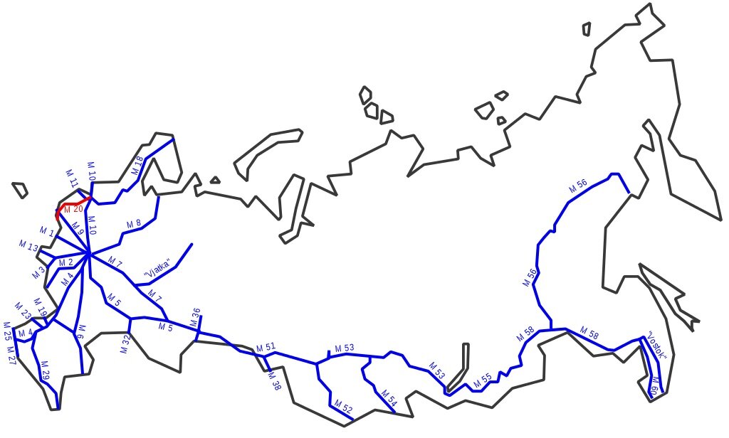 Карта с названиями дорог