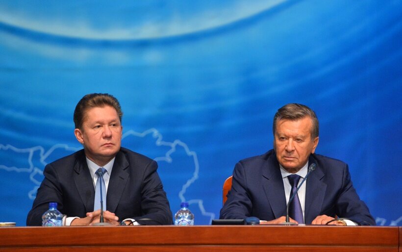 Итоговая пресс-конференция с участием Председателя Совета директоров ПАО «Газпром» Виктора Зубкова и Председателя Правления ПАО «Газпром» Алексея Миллера (слева), Фото: gazprom.ru