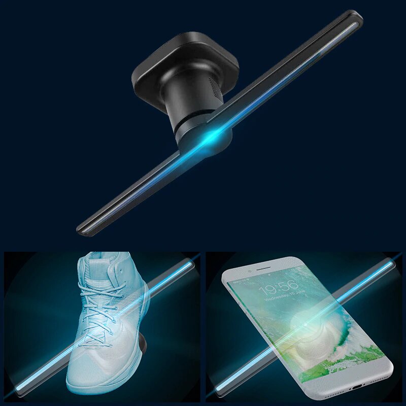      Особенности:  Используйте сверхвысокую плотность светодиодный-изображений для отображения 3D визуальных эффектов дисплея устройства.
   Продукт визуализирует четкую, гибкую замену рекламного контента.
                                                                                                                                                                      
   Поддерживает несколько онлайн, так что экран воспроизведения больше и четче.
Его очень легко носить с собой, можно установить вращением или подвесом на стену для установки, не займет слишком много места.
  Фантастический 3D эффект воспроизведения видео, сделать вашу рекламу, и новый продукт маркетинга глаз-ловли
  Подходит для торговых центров, станций метро, выставок, вечеринок, баров, концертов, ресторанов и т. д.

Описание:
Модель: FY3D-Z1
Вход Напряжение: 100-240 В AC 50/60 Гц
Мощность: 10-15 Вт
Разрешение (пиксель): 450x224
Угол обзора: 150 °
Форматы файлов: MP4, AVI, RMVB, G IF, JPG, MKV, PNG
Светодиодный Количество: 224 шт.
Светодиодный жизнь: 100000 часов
Заглушка: штекер US, штекер UK, штекер EU, AU Plug, JP Plug

Параметры:
Цвет: черный/Белый
Материал: АБС и ПК и алюминий
Размер товара: Approx.42 * 13*11 см

Посылка включает:
1 X голограмма проектор

Примечание:
Пожалуйста, оставьте ошибку на 1-3 см из-за ручного измерения и убедитесь, что вы не возражаете перед заказом.
Цвет актуальных предметов может немного отличаться от вышеперечисленных изображений из-за другого компьютерного экрана, спасибо за ваше понимание