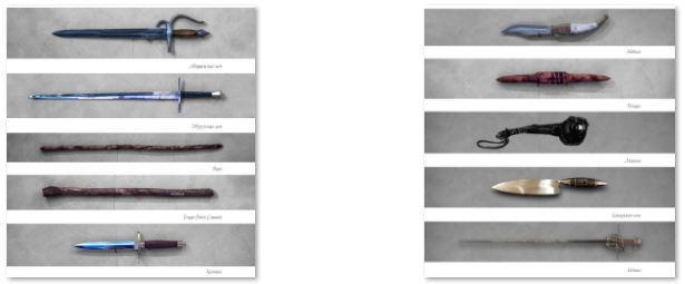 Пример - часть арсенала Испанской школы фехтования 
