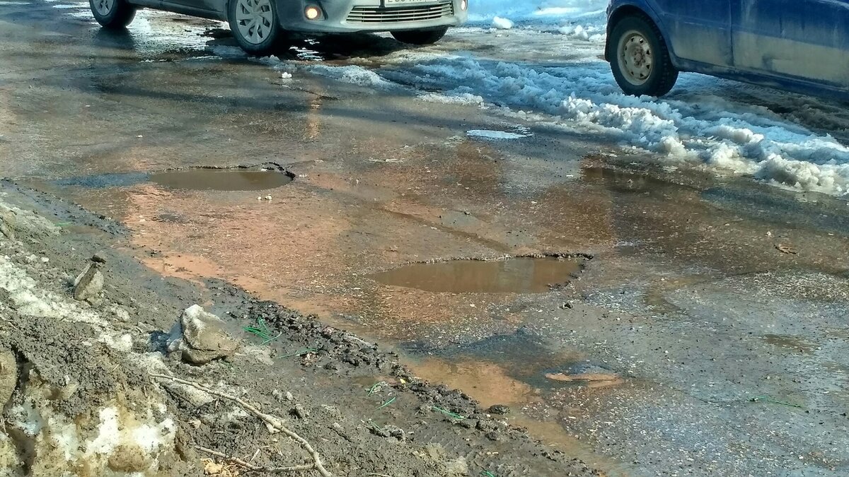 Этой весной улица Бебеля буквально усеяна ямами.