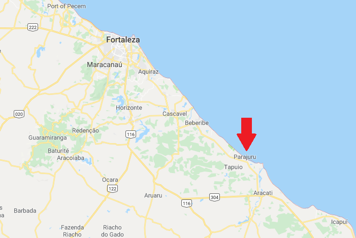 Паражуру находится в 120 км от Форталезы